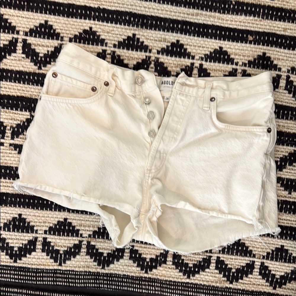 Agolde White Denim Shorts